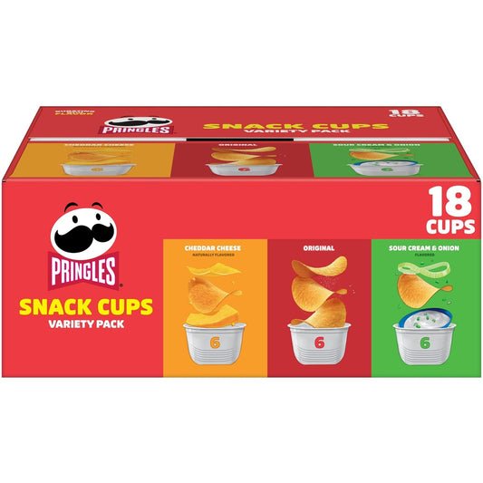 18 pre-portioned stackable snack cups in a single 12.9 oz box