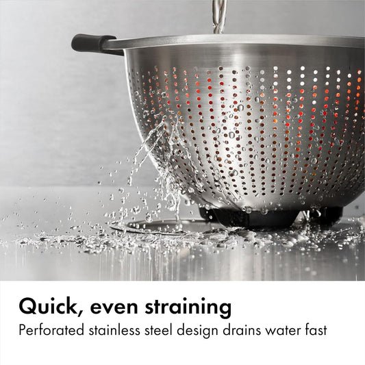 all-over perforated stainless steel surface for fast, even drainage