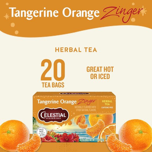caffeine-free herbal blend with hibiscus, rosehips, blackberry leaves, orange peel, natural tangerine flavor, and hawthorn