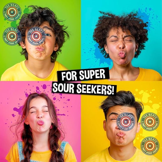 five assorted fruit flavors: sour apple, black cherry, blue raspberry, lemon, and watermelon